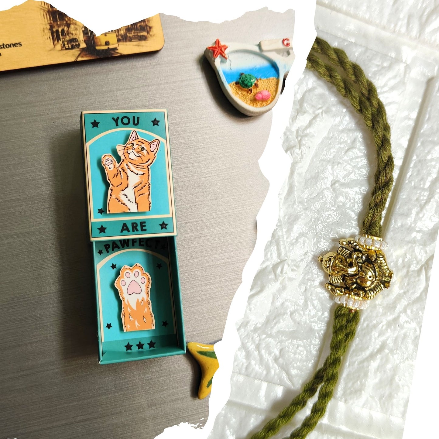 (7 options) Funny & Quirky Rakhi combo gift for Brother (Fridge Magnet + Rakhi)