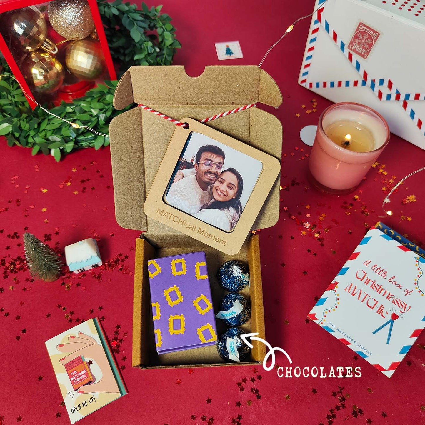 Friends Christmas Gift Set - Fridge Magnet Matchbox with Picture Personalized Fridge Magnet Frame