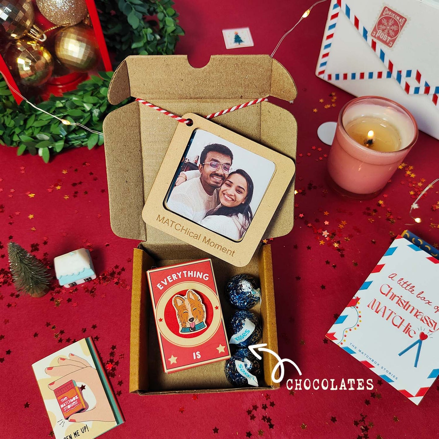 Dog Lover Christmas Gift Set - Fridge Magnet Matchbox with Picture Personalized Fridge Magnet Frame - 1