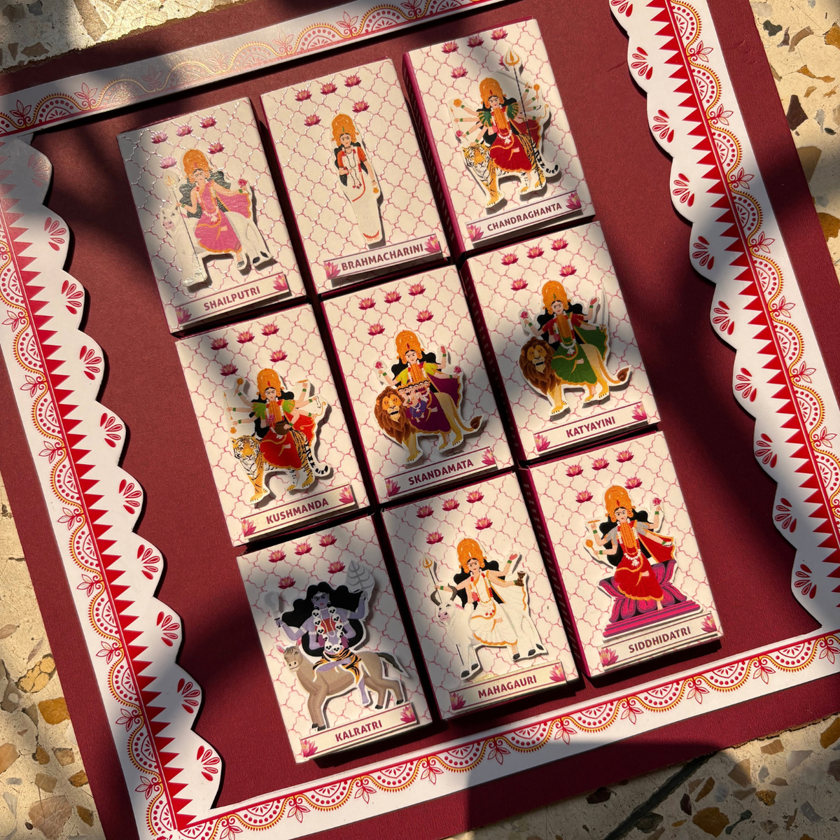 9 Devi (Goddesses) handmade wall art decor - Diwali Gift