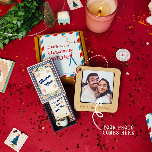 Tea Lover Christmas Gift Set - Fridge Magnet Matchbox with Picture Personalized Fridge Magnet Frame