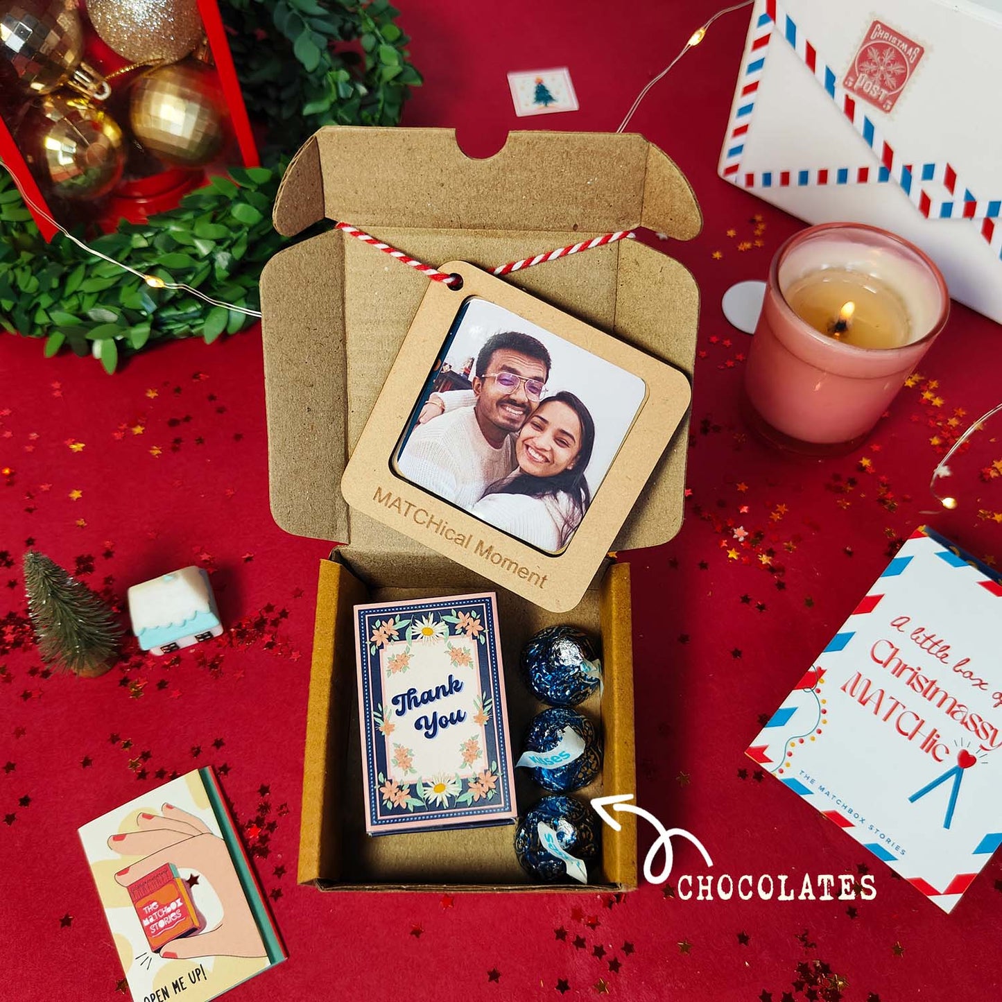 Tea Lover Christmas Gift Set - Fridge Magnet Matchbox with Picture Personalized Fridge Magnet Frame