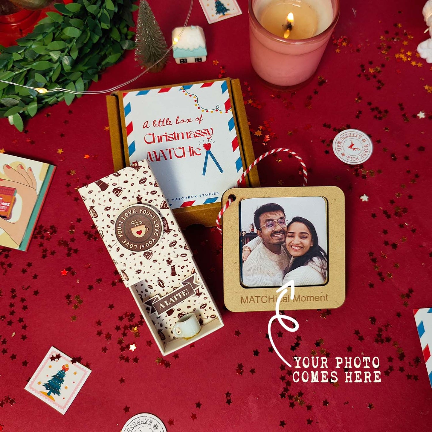 Coffee Lover with Personalized Picture Frame - Two Fridge Magnets Gift Set