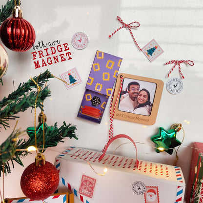 Friends Christmas Gift Set - Fridge Magnet Matchbox with Picture Personalized Fridge Magnet Frame