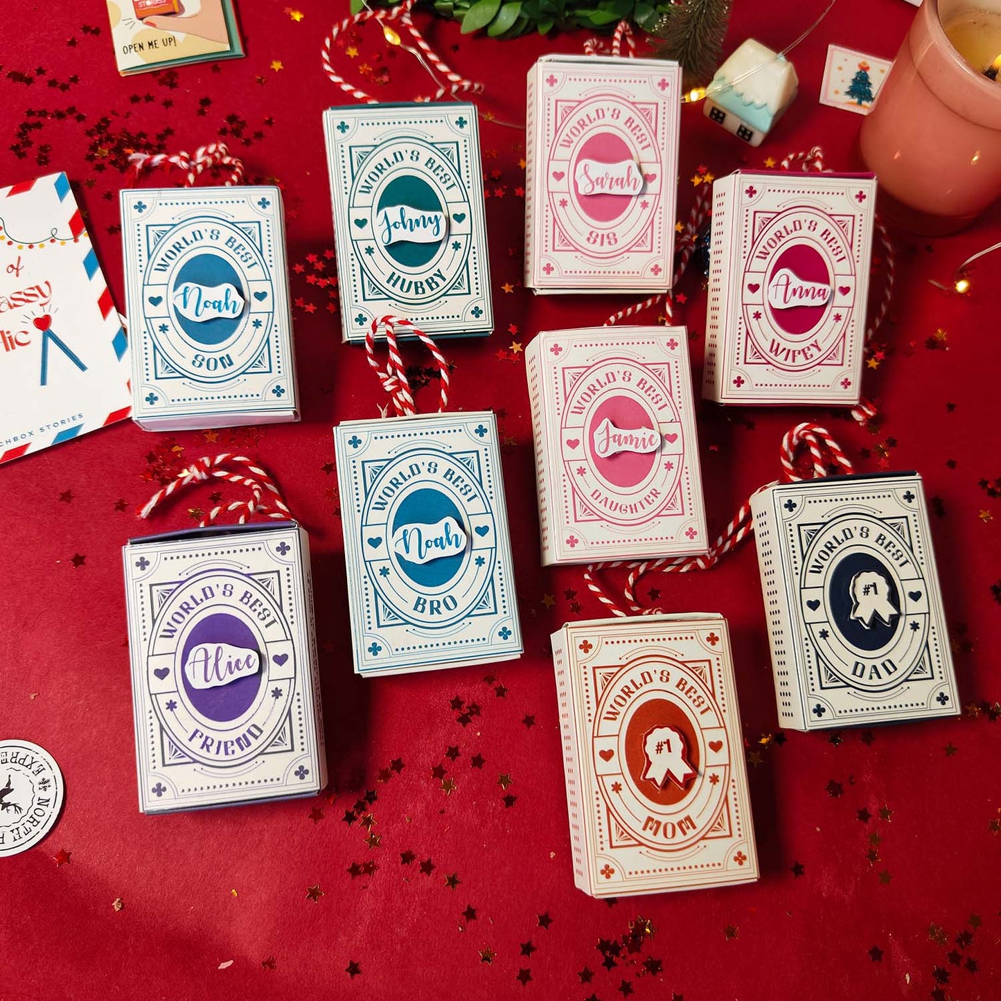 Personalized Christmas Ornament - Set of 3 Matchboxes