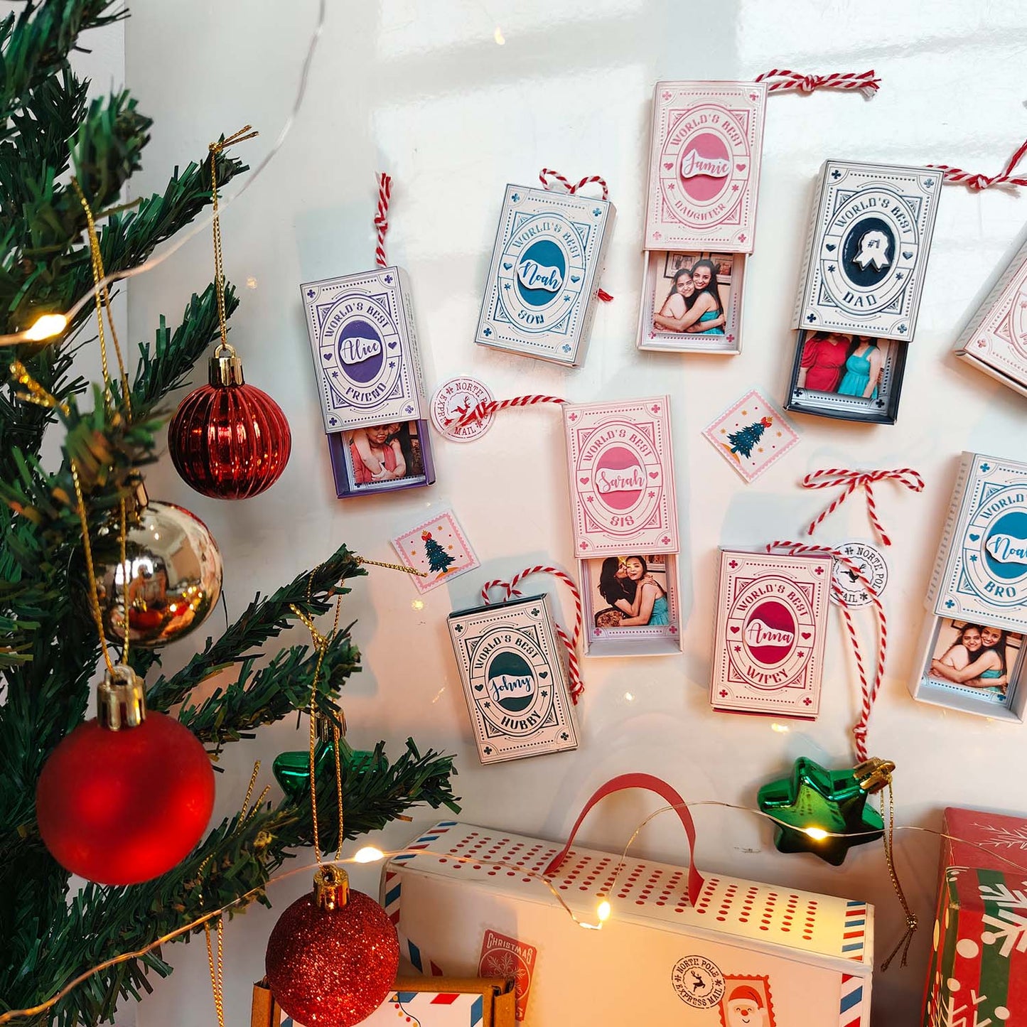 Personalized Christmas Ornament - Set of 3 Matchboxes