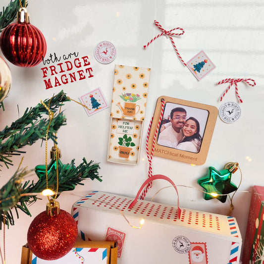 Thanksgiving & Christmas Gift Set - Fridge Magnet Matchbox with Picture Personalized Fridge Magnet Frame - 2