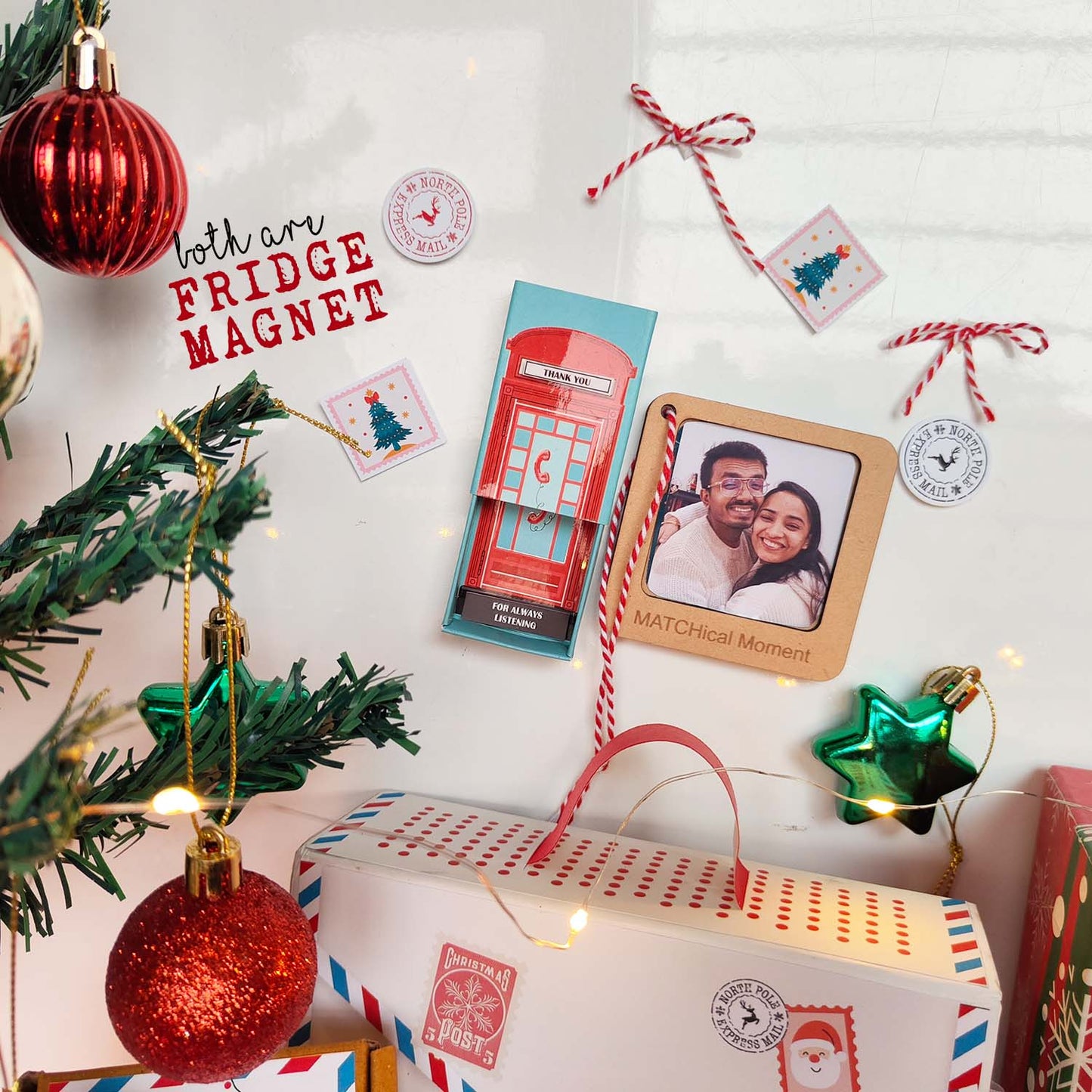 Thanksgiving & Christmas Gift Set - Fridge Magnet Matchbox with Picture Personalized Fridge Magnet Frame - 1