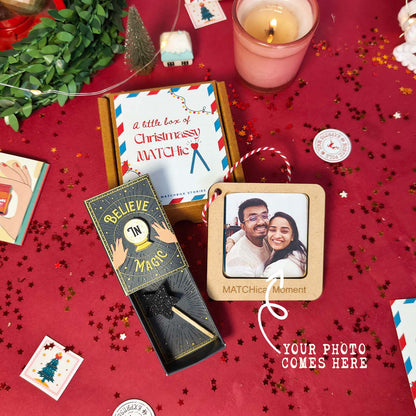 Christmas Magic Gift Set - Fridge Magnet Matchbox with Picture Personalized Fridge Magnet Frame
