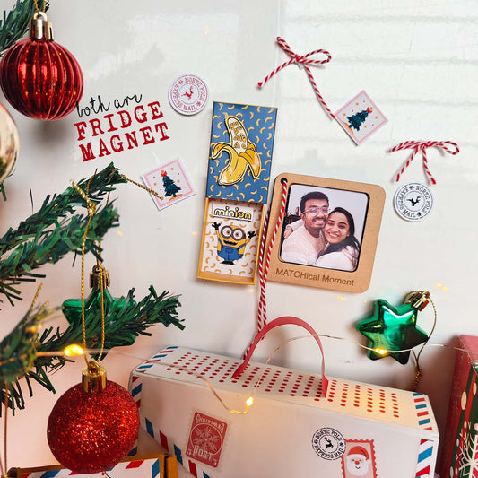 Funny Christmas Gift Set - Fridge Magnet Matchbox with Picture Personalized Fridge Magnet Frame