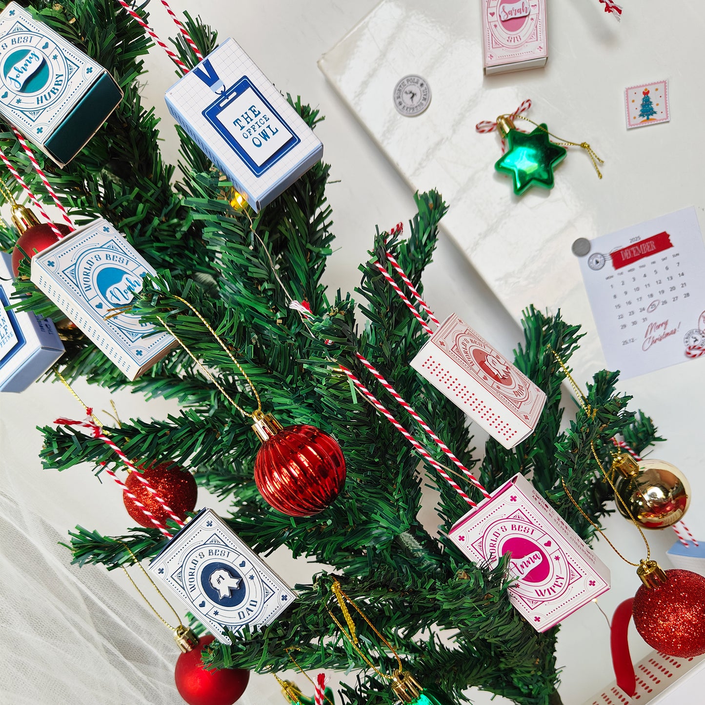 Personalized Christmas Ornament For Office Secret Santa Gift Activity - Set of 5 Matchboxes