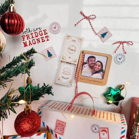 Christmas & New Year Gift Set - Fridge Magnet Matchbox with Picture Personalized Fridge Magnet Frame