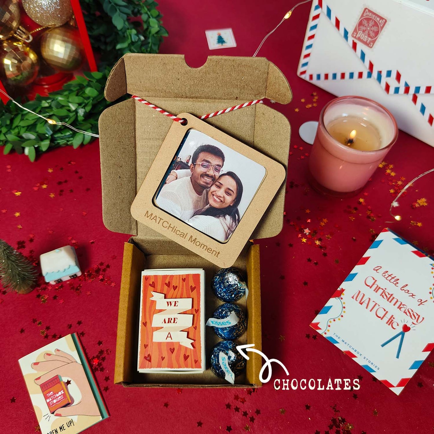 Perfect Match Couple Christmas Gift Set - Fridge Magnet Matchbox with Picture Personalized Fridge Magnet Frame