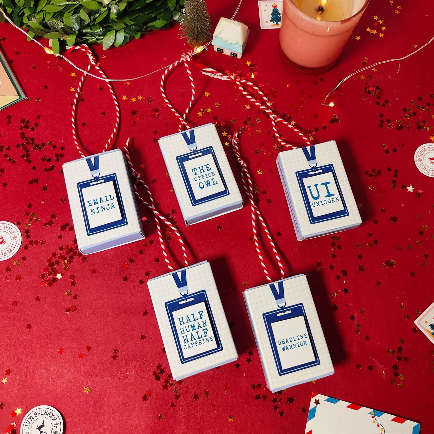 Personalized Christmas Ornament For Office Secret Santa Gift Activity - Set of 5 Matchboxes