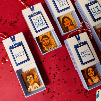 Personalized Christmas Ornament For Office Secret Santa Gift Activity - Set of 5 Matchboxes