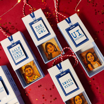 Personalized Christmas Ornament For Office Secret Santa Gift Activity - Set of 5 Matchboxes